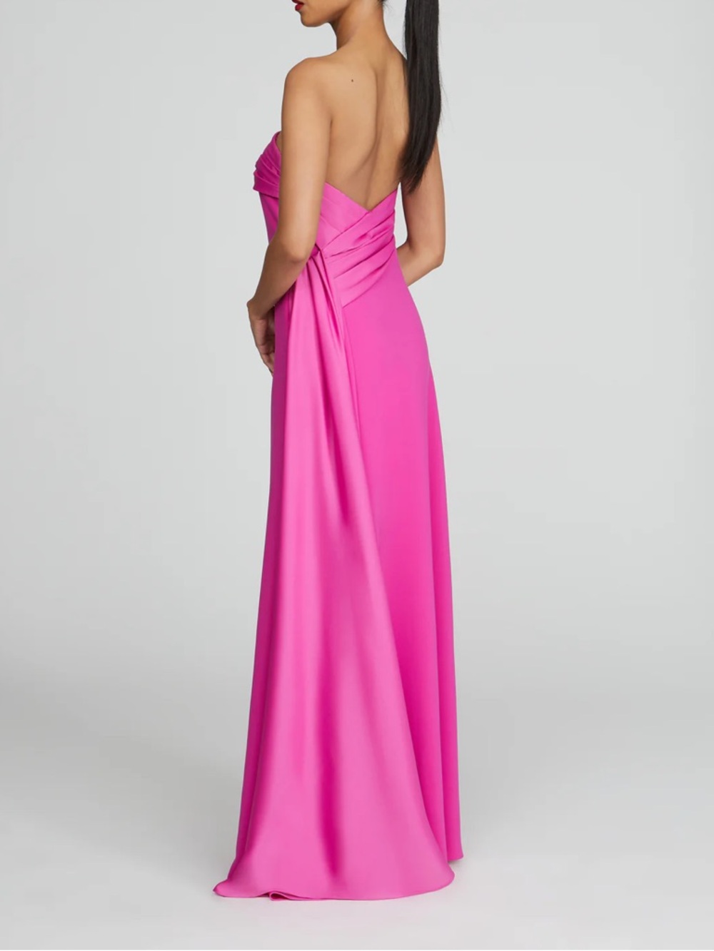 Halston Bridgette Strapless Fuchsia Evening Gown